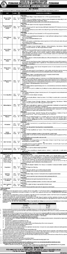 Peshawar Institute Of Cardiology PIC Apply Jobs 2025
