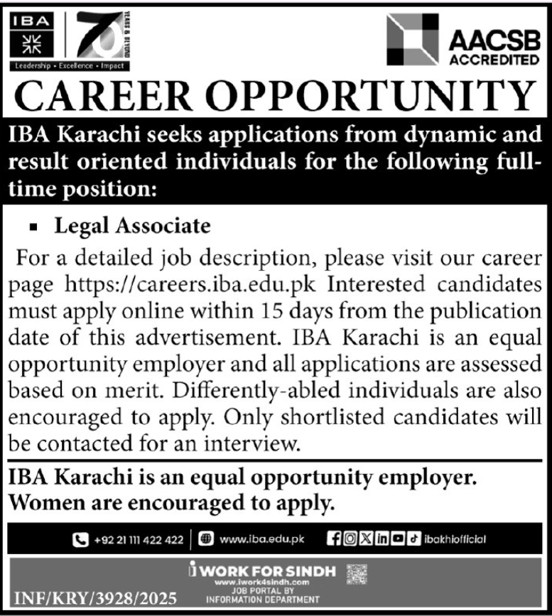 Institute Of Business Administration IBA Karachi Apply Jobs 2025