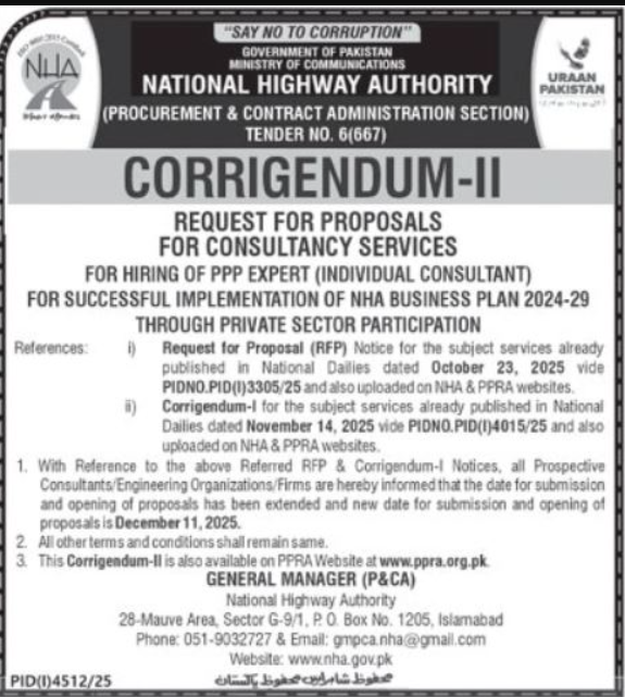 National Highway Authority NHA Islamabad Apply Jobs 2025